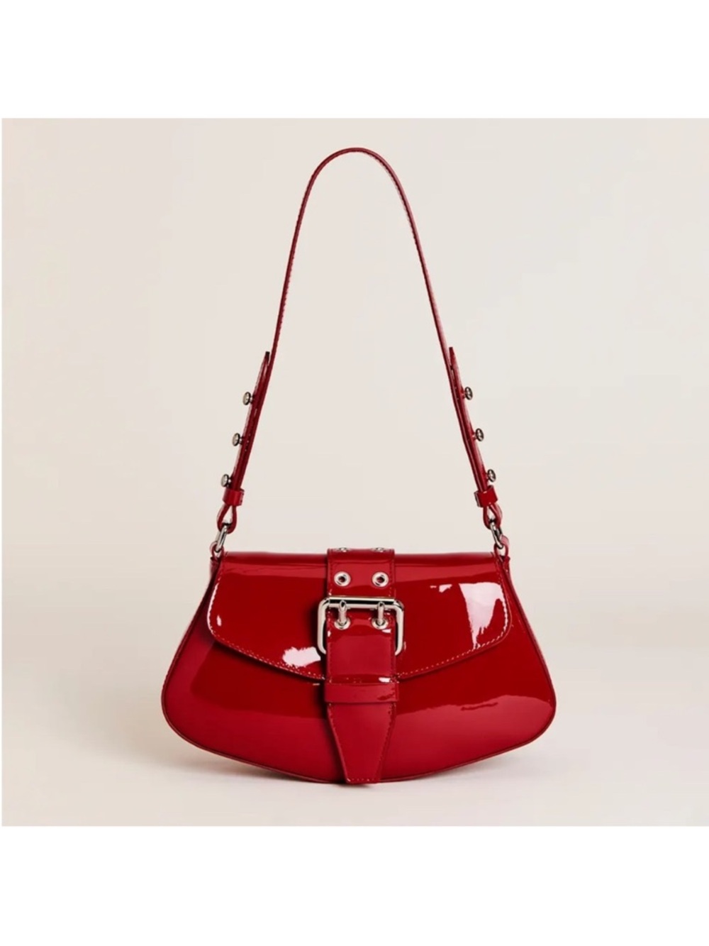 Reformation Rafaella Red
Patent Leather Buckle Shoulder
Bag NWT